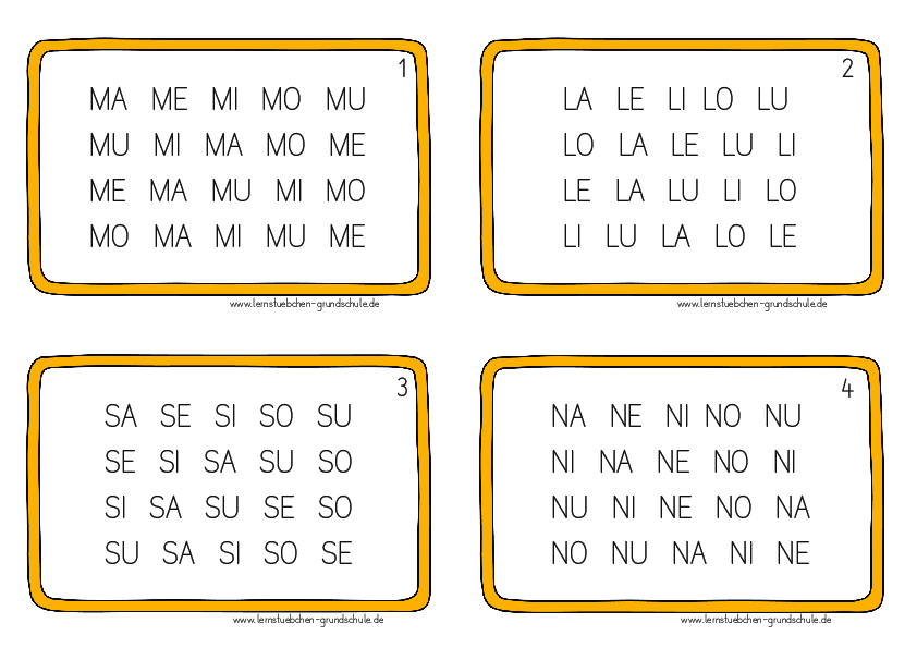 Minikartei zum Silbenlesen - l m n s (1)